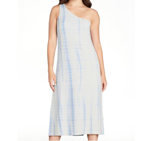NWT Time and Tru Women's Rayon Midi One-Shoulder Tie-Dye Dress, size S (4-6) - Picture 1 of 6